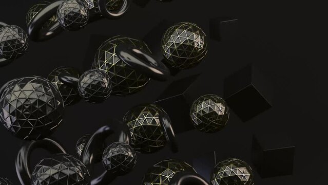 Fondo corporativo tecnologico de formas y cubos. Fondo de tecnolog&iacute;a abstracta. Formas geom&eacute;tricas en la oscuridad.