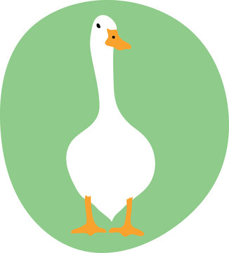 Goose Clipart Flat Style, Cartoon White Goose Simple Drawing