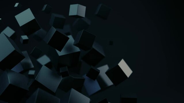 Fondo corporativo de  formas y cubos. Fondo de tecnolog&iacute;a abstracta. Formas geom&eacute;tricas en la oscuridad.