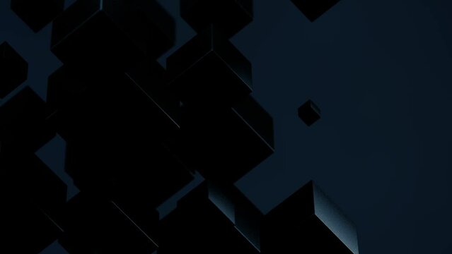 Fondo corporativo de  formas y cubos. Fondo de tecnolog&iacute;a abstracta. Formas geom&eacute;tricas en la oscuridad.