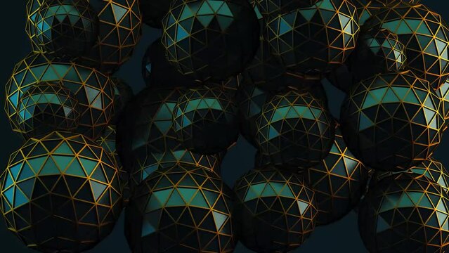 Fondo corporativo de formas y esferas. Fondo de tecnolog&iacute;a abstracta. Formas geom&eacute;tricas en la oscuridad.