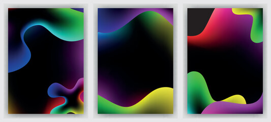 Fluid colors backgrounds set. Fluid shapes with hipster colors.
