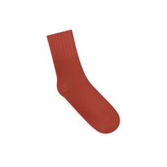 Template of red sock over ankle length, realistic illustration isolated.