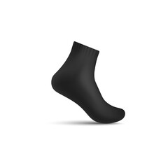 Black realistic sock on invisible mannequin leg with shadow, illustration