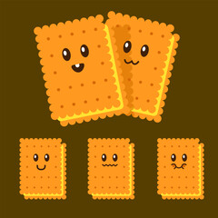 Set of Biscuit Illustrations with Different cute Expressions
