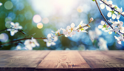 Fototapeta na wymiar spring flowers on wooden table