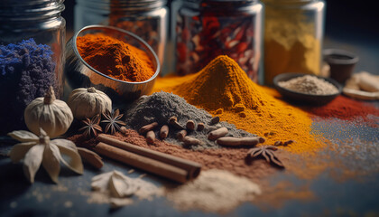 Spice Bazaar: A Flavorful Collection of Spices and Blends for Any Global Cuisine - ai generated