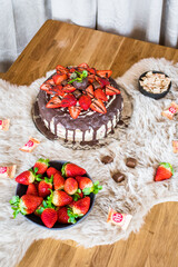 strawberry cake with chocolate