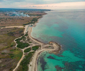 Aerial view torre guaceto natural reserve
