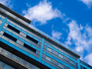 Fototapeta na wymiar residential houses on blue sky background in england