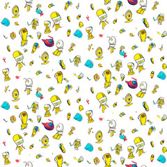 Vector space seamless  half-drop pattern with planets and stars