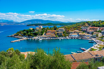 Panorama view of port of Kassiopi at Corfu, Greece
