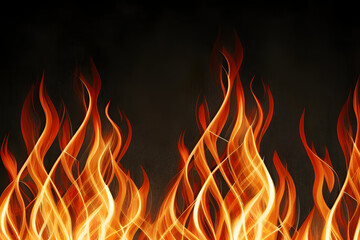 Clip art of burning fire, black background