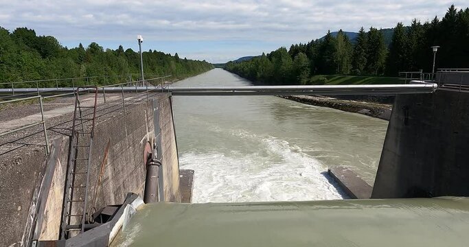 hydroelectric power station on the salzach river in salzburger land austria 4k