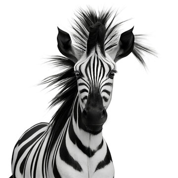 Studio portrait of black and white zebra. Generative AI. 