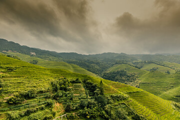 Fototapeta premium Landscape of terraced rice fields near Dazhai Village, Longji, China