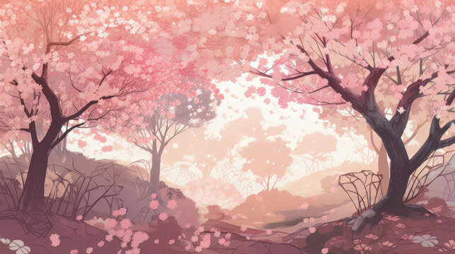 cherry blossom in spring with nature landscape
