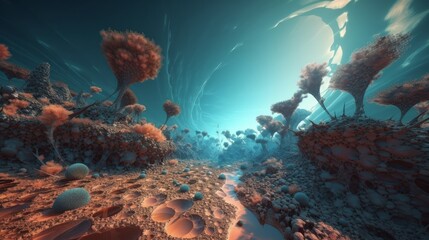 A surrealistic fractal landscape. Generative ai