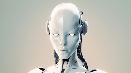 futuristic woman robot on a solid background. generative AI