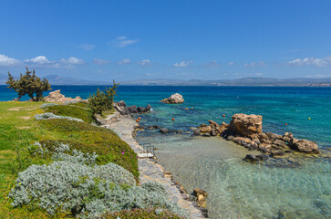 small cove with crystal clear water on Dodo Beach in Ardic (Cesme, Izmir region, Turkey) © ssmalomuzh