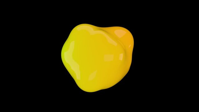3D animation of Abstract smooth liquid shape. 4k seamless loop 3D animation. Smooth animation of bubbles, metaball with inner glow. alpha matte isolated on black background.