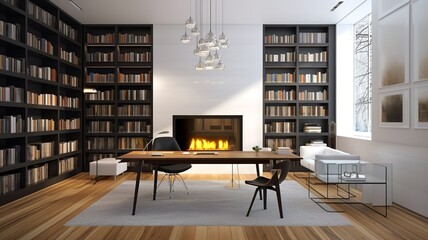 modern style library interior