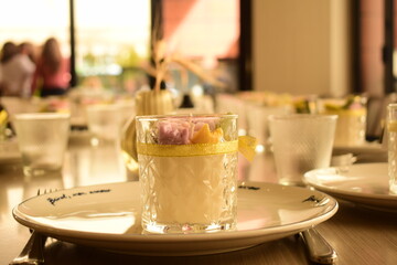 floral candles in crystal glasses