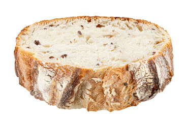 Wholegrain rye bread slice isolated on white background