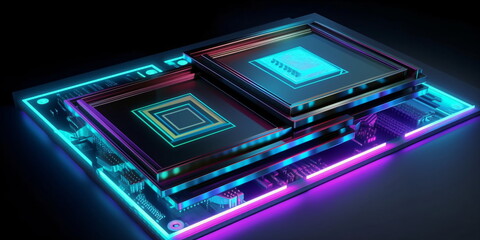 Obraz premium Zentralrechner-Prozessoren CPU auf Motherboard, Technologie Hintergrund, Chip auf Platine - mit KI erstellt 