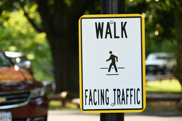 Walk Facing Traffic safety sign 