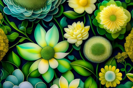  "Green Dream: Abstract Floral Design". Generative AI. 