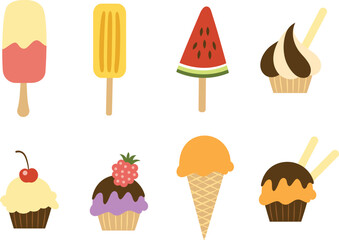 Set of ice cream cones.