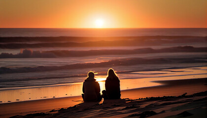 Beautiful sunset landscape. Realistic illustration