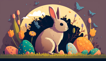 Easter realistic illustration. Realistic scene