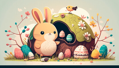 Easter realistic illustration. Realistic scene