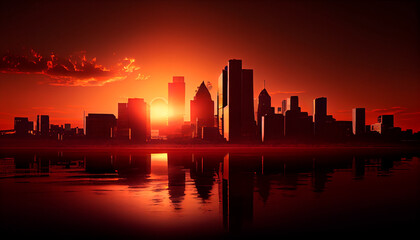 Obraz na płótnie Canvas Beautiful sunset landscape. Realistic illustration