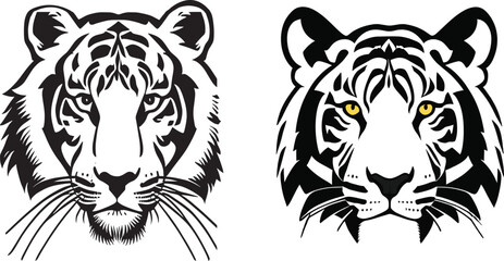  Tiger Head Silhouette Vector Art 