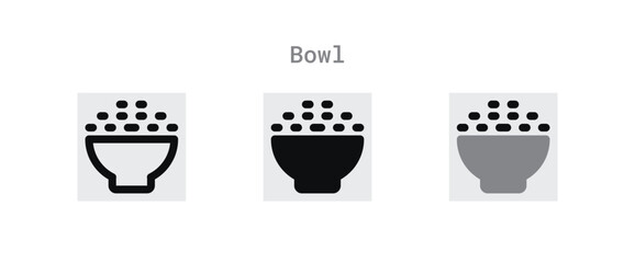 rice bowl icon set