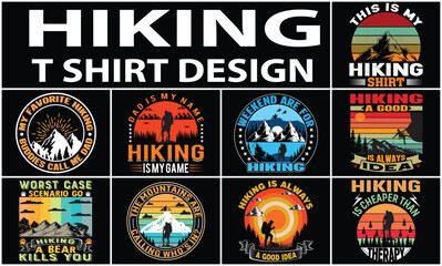 Obraz premium Hiking retro t shirt bundle design. 