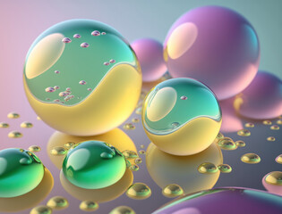 Colorful balls Dynamic liquid shapes background created with Generative AI technology