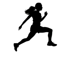 Fototapeta na wymiar silhouette, woman, sport, runner, vector, running, dance, run, jump, dancer, body, black, athlete, illustration, fitness, action, people, exercise, sports, soccer, jogging, player, art, sprint, footba