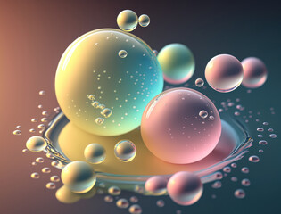 Fototapeta na wymiar Colorful balls Dynamic liquid shapes background created with Generative AI technology