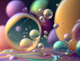 Colorful balls Dynamic liquid shapes background created with Generative AI technology