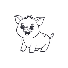 Obraz na płótnie Canvas Cute cartoon pig,doodle,outline.Vector illustration 