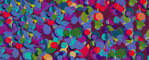 Abstract painting with multicolored dots on a lilac background, perfect to add a touch of creativity and liveliness to any project.