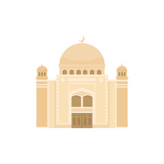 Flat mosque vector. Muslim building for islamic, ramadan, eid design. Cartoon illustration isolated on white background. Islam mosque in flat style