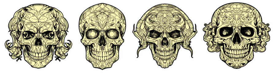 Isolated Evil Skulls Vector Set