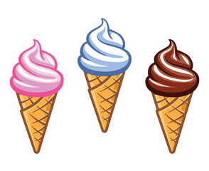 simple fun soft serve icecream in waffle cone