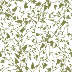 Floral seamless watercolor pattern - a composition of green leaves and branches on a white background. Perfect for wrappers, wallpapers, postcards, greeting cards, wedding invitations