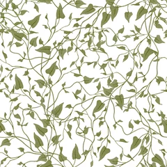 Deurstickers Aquarel prints Floral seamless watercolor pattern - a composition of green leaves and branches on a white background. Perfect for wrappers, wallpapers, postcards, greeting cards, wedding invitations